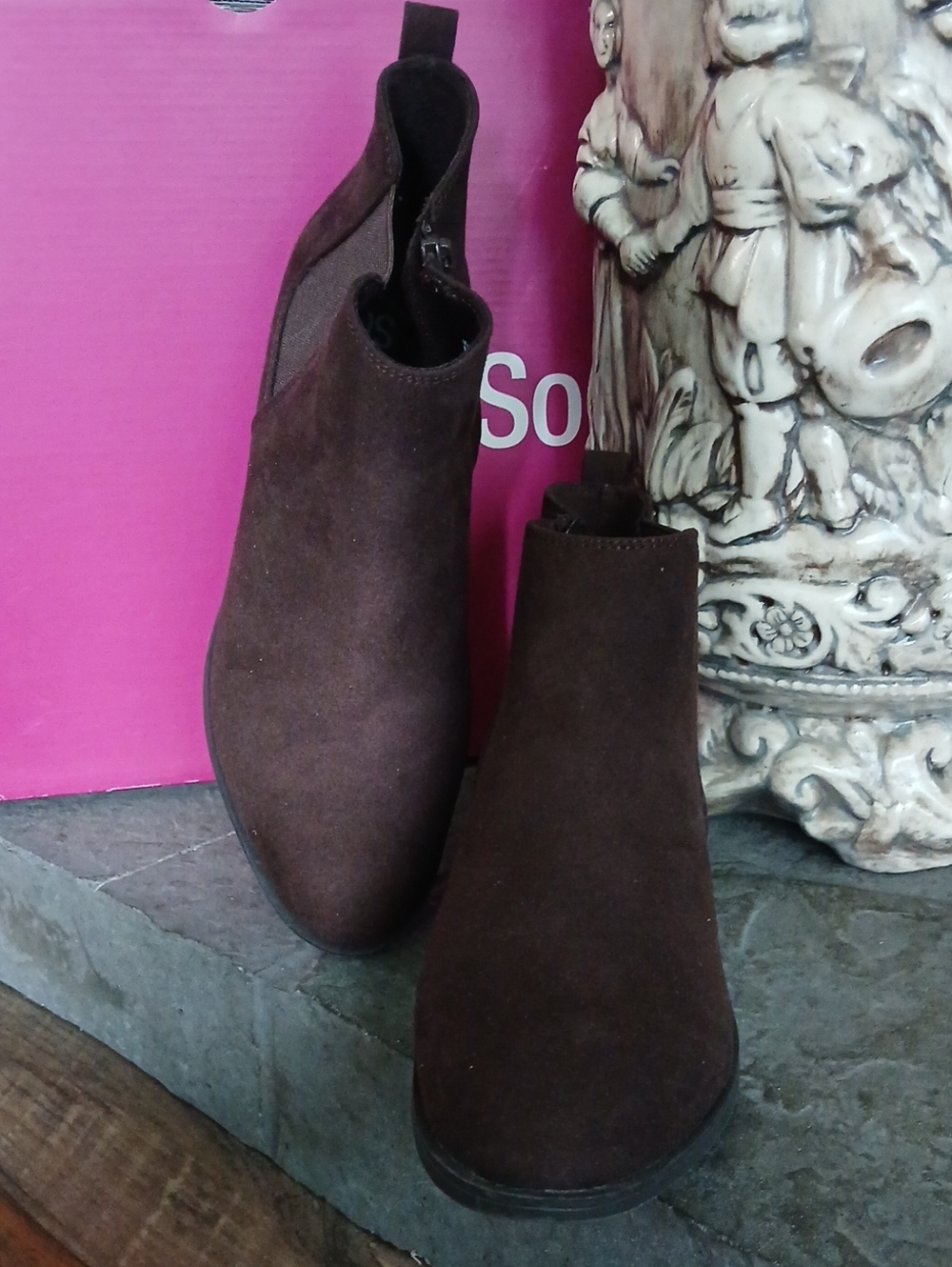 Solo Brown Suede Chelsea Ankle Boots - Women's